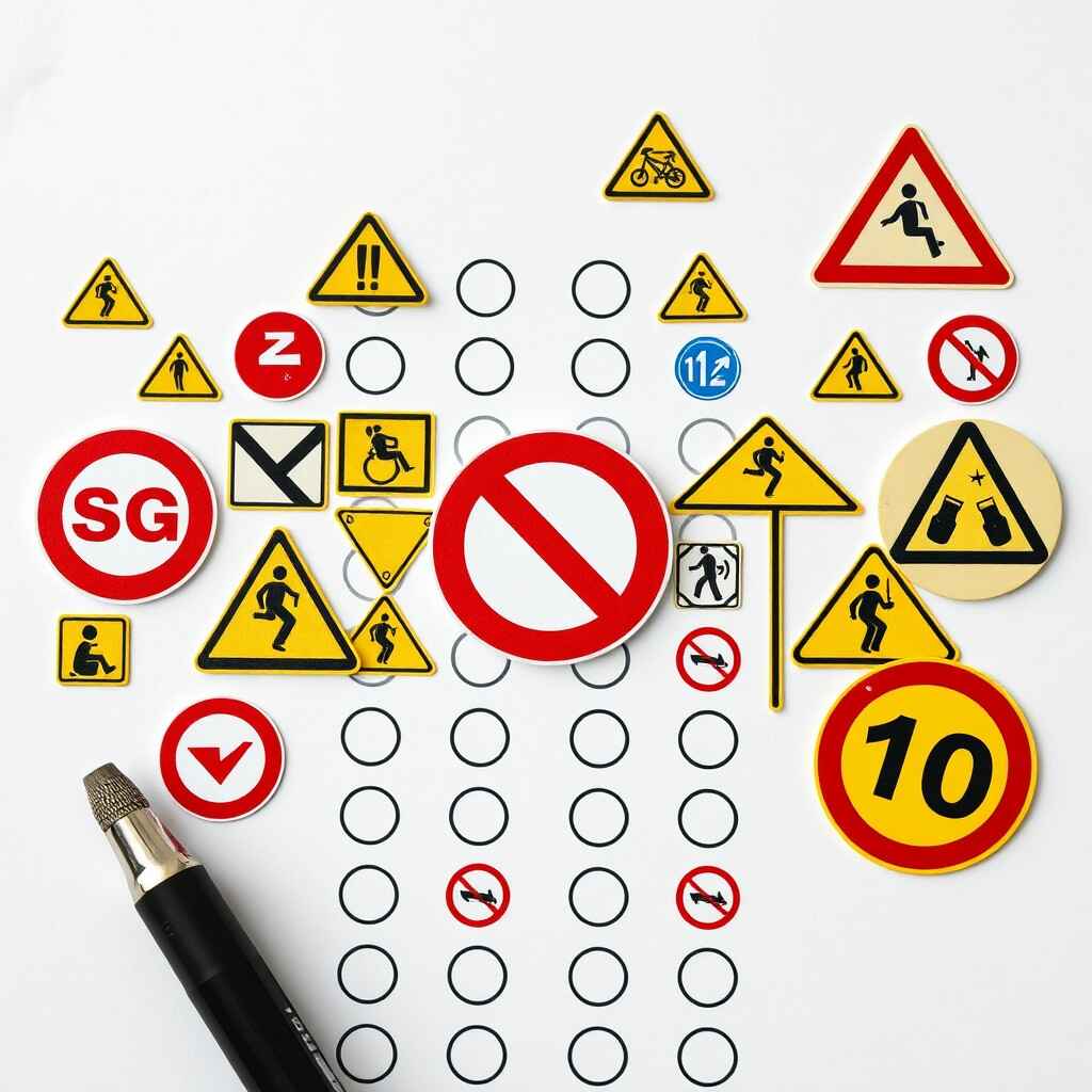 خرید فایل نمونه سوالات آزمون علایم راهنمایی و رانندگی آیین نامه